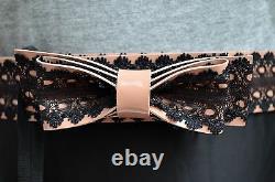 Valentino Red Belt Leather Lace Italy Pink Black 90cm Handmade New in Box