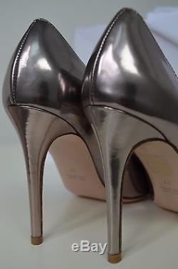 Valentino Red Leather Bow Handmade Italy Heels 37 US 6.5 7 Shoes Silver Pink