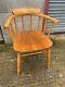 Victorian Antique Elm Smokers Bow Captains Carver Chair