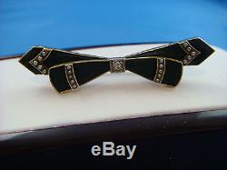 Victorian Bow Brooch With Diamond & Seed Pearls, 14k 3.7 Grams, 53 MM Or 2long