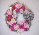 Victorian Country Cottage Chic Shabby Peony Checked Gingham Bow Wreath Door