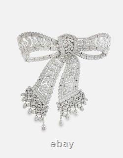 Victorian Style Bow Design Brooch Sterling Silver 925 White CZ Jewelry