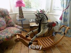 Victorian Styled Vintage Rocking Horse Bow Rocker Leather Tack Stunning Ex Con