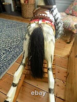 Victorian Styled Vintage Rocking Horse Bow Rocker Leather Tack Stunning Ex Con