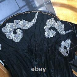Victorian high quality reproduction boned bodice, full skirt black dress s10-14