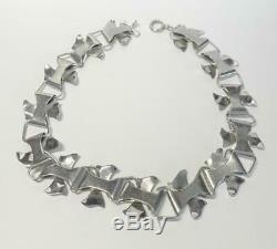 Vintage 1930's Sterling Silver Handmade Stylized Bow Necklace