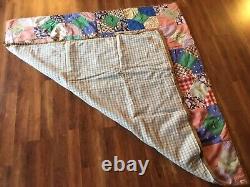 Vintage 1930s Amer. Red Cross Label Bow tie Quilt Throw 51x53 Handmade, Tied