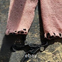 Vintage 1930s Pink Knit Wool Cardigan Sweater Black Velvet Ribbon Bows Handmade