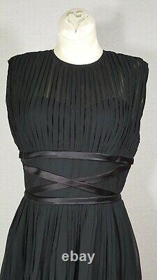 Vintage 1950's Gorgeous Goddess Dress Inky Black Sleeveless Pleated Fit & Flare