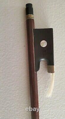 Vintage 4/4 Signed TOURTE Round 29 Violin Bow Mother of Pearl Accent Germany