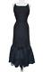 Vintage 40s 50s Mermaid Evening Gown Dress S Women Black Lace Taffeta Hem