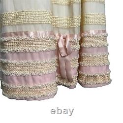 Vintage 70s Pink Cream Long Formal Evening Gown Hand Made Prom Party MCM Regency