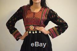 Vintage Afghan Women Handmade Multi color Traditional Long Gown Dress Boho 011