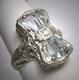 Vintage Aquamarine 6.00ct Gemstone Art Deco Antique Wedding 1920 Bow Ring Repro