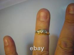 Vintage Beautiful Solid 14ct Gold Ring-bow Design 1/4ct Sparkly Diamonds Size K
