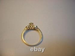 Vintage Beautiful Solid 14ct Gold Ring-bow Design 1/4ct Sparkly Diamonds Size K