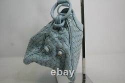 Vintage Bottega Veneta Baby Blue Woven Leather Hand Bag Women's Made in Italy