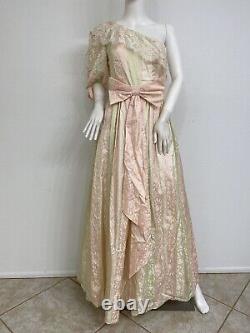 Vintage Caroline Charles Bespoke Princess Diana Style Silk Dress Made England 0