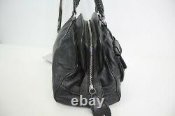 Vintage Christian Dior Hand Bag Black Leather Purse O1-RU-1027 Made in Italy