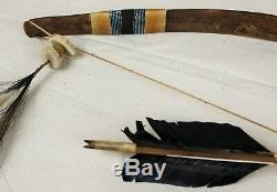 Vintage Folk Art Handmade Native American Navajo Beaded Bow & Arrow Peace Displa
