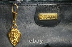 Vintage Gucci Blue Monogram Boston Hobo Travel Hand Shoulder Bag Made in Italy