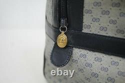 Vintage Gucci Blue Monogram Boston Hobo Travel Hand Shoulder Bag Made in Italy