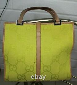 Vintage Gucci Jackie Neon Green Hand Bag Monogram Made In Italy 0021065 3444