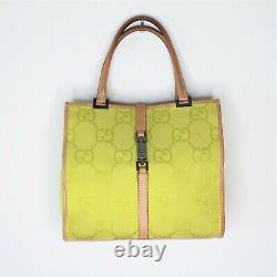 Vintage Gucci Jackie Neon Green Hand Bag Monogram Made In Italy 0021065 3444