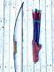 Vintage Handmade African Bow + 14 Metal Tip Arrows Archery Set