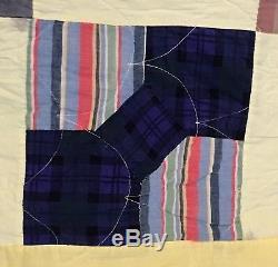 Vintage Handmade Bow tie Feed Sack Patchwork Quilt Primitive Quilt Blocks 86x71