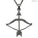 Vintage Inspired 925 Sterling Silver Pave Diamond Arrow & Bow Pendant Jewelry