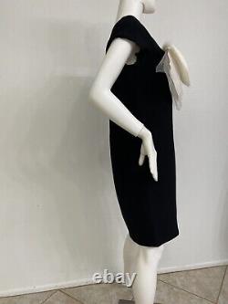 Vintage Isaac Mizrahi Wool Crepe W Bow Breakfast At Tiffany Dress Made In US S/M
