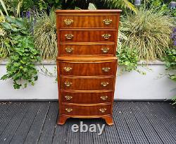 Vintage Mahogany Chest of Drawers Chest on Chest 7 Drawers Bow Front Brass Pulls