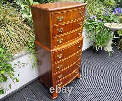 Vintage Mahogany Chest of Drawers Chest on Chest 7 Drawers Bow Front Brass Pulls