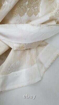 Vintage Mandelle Wedding Dress Gown 1950s Ivory Gold Brocade Train Bow boxed S/M