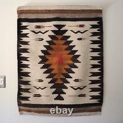 Vintage Navajo Rug Pictorial Bow Arrow Feather Wall Mount Southwest Wool Weaving