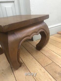 Vintage Oriental Coffee Table With Bowed Legs Craved Edging Hand Made