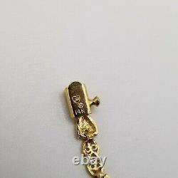 Vintage Orig Box 14k Gold Heart & Bows Linked Bracelet Beverly Hills Gold 583