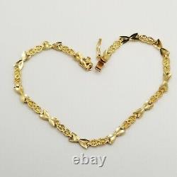 Vintage Orig Box 14k Gold Heart & Bows Linked Bracelet Beverly Hills Gold 583