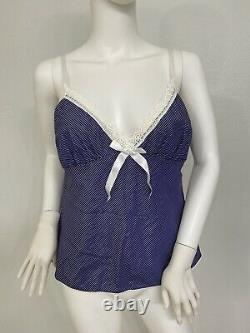 Vintage Pia Hallstrom Top, Cami 100 Percent Cotton, Lace, Bow, Made In England L