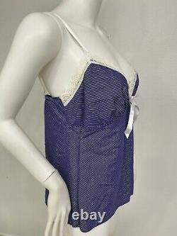 Vintage Pia Hallstrom Top, Cami 100 Percent Cotton, Lace, Bow, Made In England L