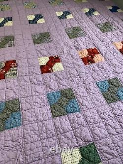 Vintage Quilt Bow Tie 64x77 Hand Quilted Purple