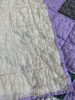 Vintage Quilt Bow Tie 64x77 Hand Quilted Purple
