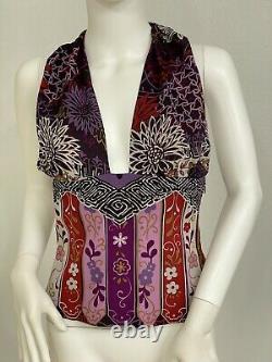 Vintage Valentino Silk Crepe Halter Top Heavily Constructed W Big Bow 8 Fits 0-2