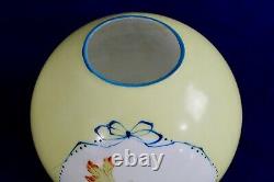 Vintage Victorian Glass Ball Shade Yellow Flowers and Bows GWTW Banquet 9 Wide