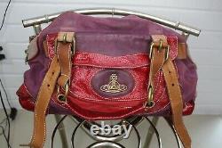 Vintage Vivienne Westwood Patent Red Leather Hand Bag Purse Logo Made In Italy