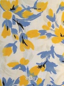 Vintage Watteau dress Rockabilly sheath Cotton 50s L blue Yellow sleeveless Bow