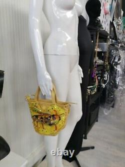Vintage bag hand handle luxury handbag eco faux leather fashion brand yellow bee