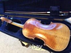 Violin 1/2 Size. Hand Made. No Label. Good Bow. Dominant Strings. Exc. Tone
