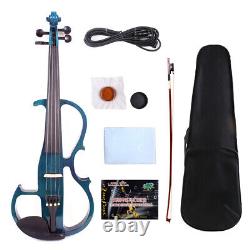 Violin Case Bow 100% New Hand Made Electric Violin solid wood transparent blue